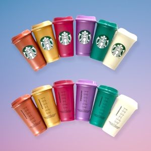 Starbucks Reusable Hot Cups 6 with Lids 16oz Gift Set